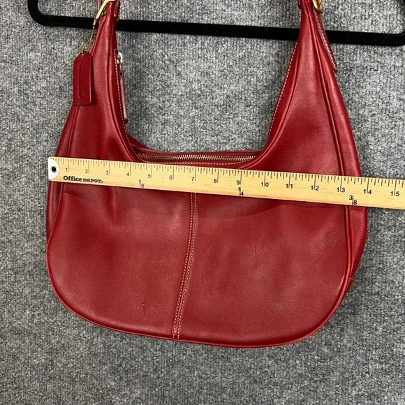 Vintage Coach 9591 Red Leather Hobo Shoulder Bag Purse Gold Hardware - Picture 6 of 10